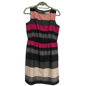 Loft striped summer medium‎ petite dress pink black grey